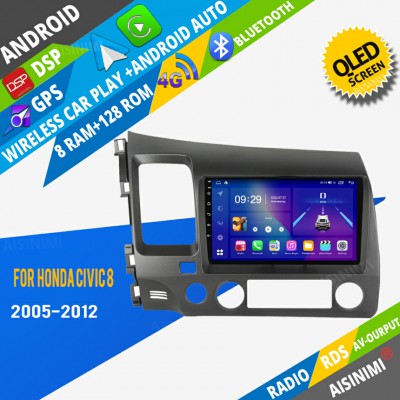AISINIMI Android Car DVD Player For Honda Civic 8 2005-2012 radio Car Audio multimedia Gps Stereo Monitor screen carplay auto all in one navigation