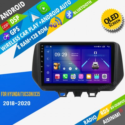 AISINIMI Android Car DVD Player For HYUNDAI TUCSON IX35 2018-2020 radio Car Audio multimedia Gps Stereo Monitor screen carplay auto all in one navigation