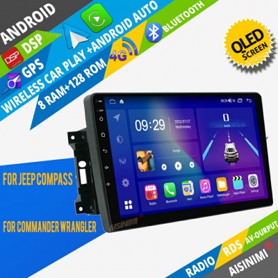 AISINIMI Android Car DVD Player For Jeep Compass Commander Wrangler Chrysler Sebring radio Car Audio multimedia Gps Stereo Monitor screen carplay auto all in one navigation