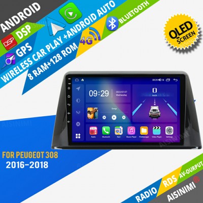 AISINIMI Android Car DVD Player For Peugeot 308 2016 -2018 radio Car Audio multimedia Gps Stereo Monitor screen carplay auto all in one navigation