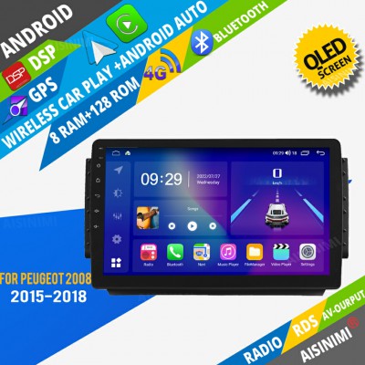 AISINIMI Android Car DVD Player For Peugeot 2008 2015-2018 radio Car Audio multimedia Gps Stereo Monitor screen carplay auto all in one navigation