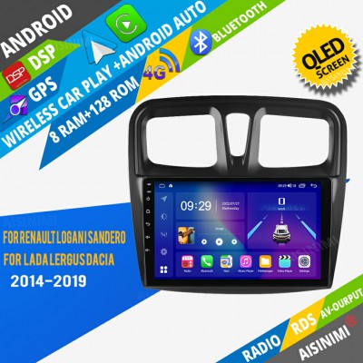 AISINIMI Android Car DVD Player For Renault Logan I Sandero Lada Lergus Dacia 2014-2019 Car Audio multimedia Gps Stereo Monitor screen carplay auto all in one navigation
