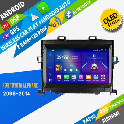 AISINIMI Android Car DVD Player For Toyota Alphard 2008-2014 radio Car Audio multimedia Gps Stereo Monitor screen carplay auto all in one navigation