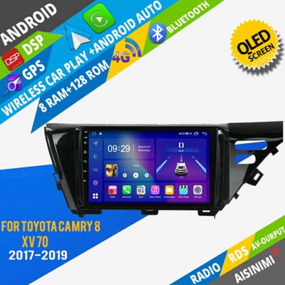 AISINIMI Android Car DVD Player For Toyota Camry 8 XV 70 2017 2018 2019 radio Car Audio multimedia Gps Stereo Monitor screen carplay auto all in one navigation