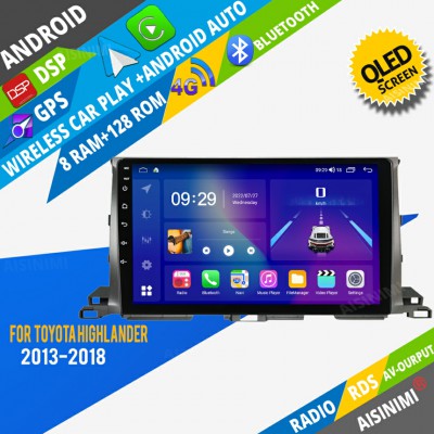 AISINIMI Android Car DVD Player For Toyota Highlander 2013-2018 radio Car Audio multimedia Gps Stereo Monitor screen carplay auto all in one navigation