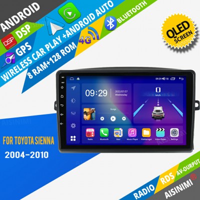 AISINIMI Android Car DVD Player For Toyota Sienna 2004-2010 radio Car Audio multimedia Gps Stereo Monitor screen carplay auto all in one navigation