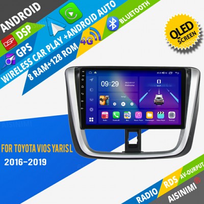 AISINIMI Android Car DVD Player For Toyota Vios Yaris L 2016 - 2019 radio Car Audio multimedia Gps Stereo Monitor screen carplay auto all in one navigation