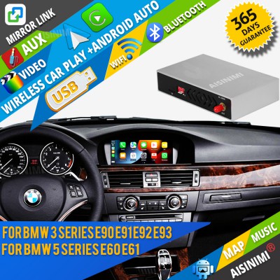 AISINIMI Wireless Apple Carplay For BMW 3 Series E90 E91 E92 E93 5 Series E60 E61 2008-2013 Android Auto Module Air play Mirror Link