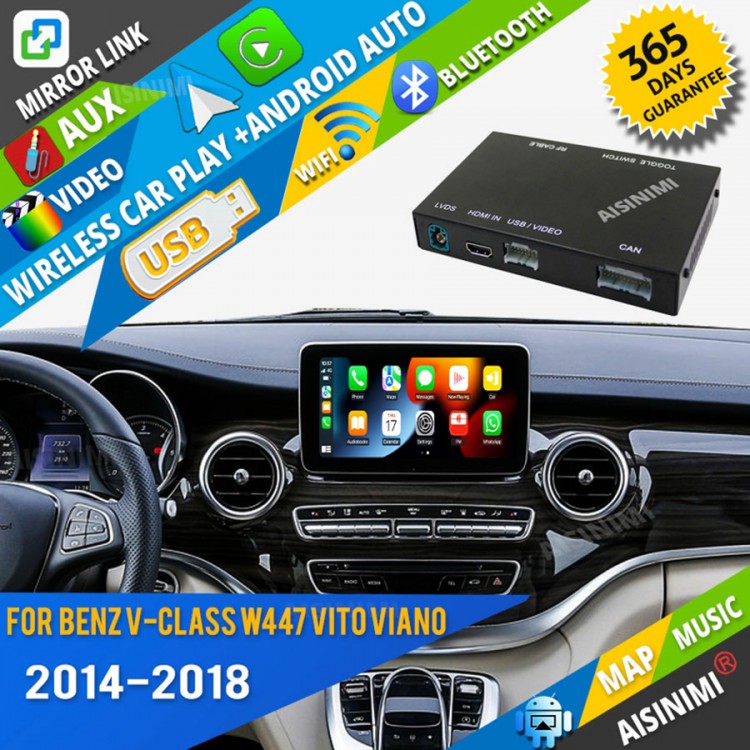 AISINIMI Wireless Apple Carplay For Mercedes Benz V-Class W447 2014-2018 Vito Viano Android Auto Module Air play Mirror Link