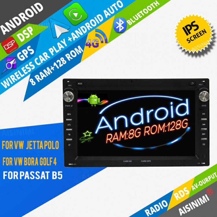 AISINIMI Android Car DVD Player For VOLKSWAGEN Jetta (1999-2005) Polo (2000-2007)  Bora (2000-2009 )  Golf 4 (1997-2004) Passat  B5 radio Car Audio multimedia Gps Stereo Monitor screen carplay auto all in one navigation