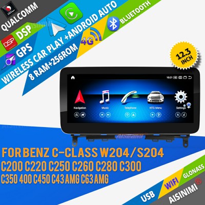 AISINIMI Android 13 Car DVD Player For BENZ C-Class W204/S204 C180 C200 C220 C250 C260 C280 C300 Car Audio radio multimedia Gps Stereo Monitor screen carplay auto all in one Head Unit Radio navigation 